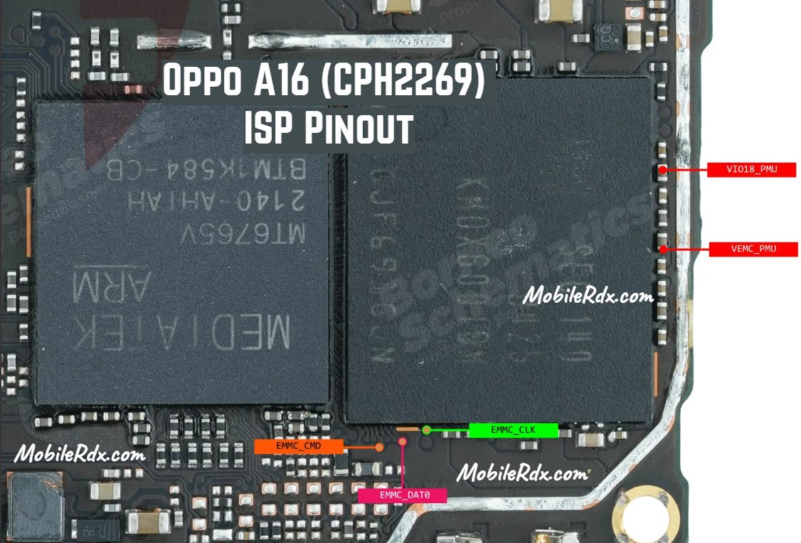 Oppo A16 CPH2269 EMMC ISP Pinout Oppo A16 CPH2269 EMMC ISP Pinout