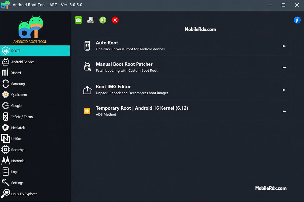 Android Root Tool ART Main Window Android Root Tool ART Main Window