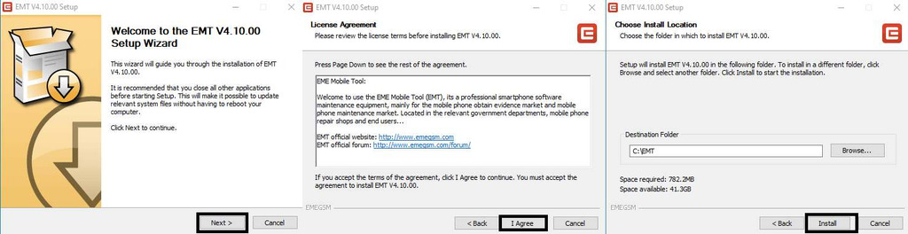 Click Next, then I Agree, and click Install EMT Tool Click Next, then I Agree, and click Install EMT Tool