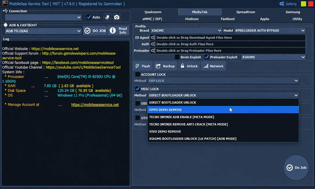 MobileSea Service Tool Interface MobileSea Service Tool Interface