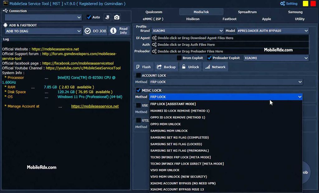 MobileSea Service Tool Features MobileSea Service Tool Features